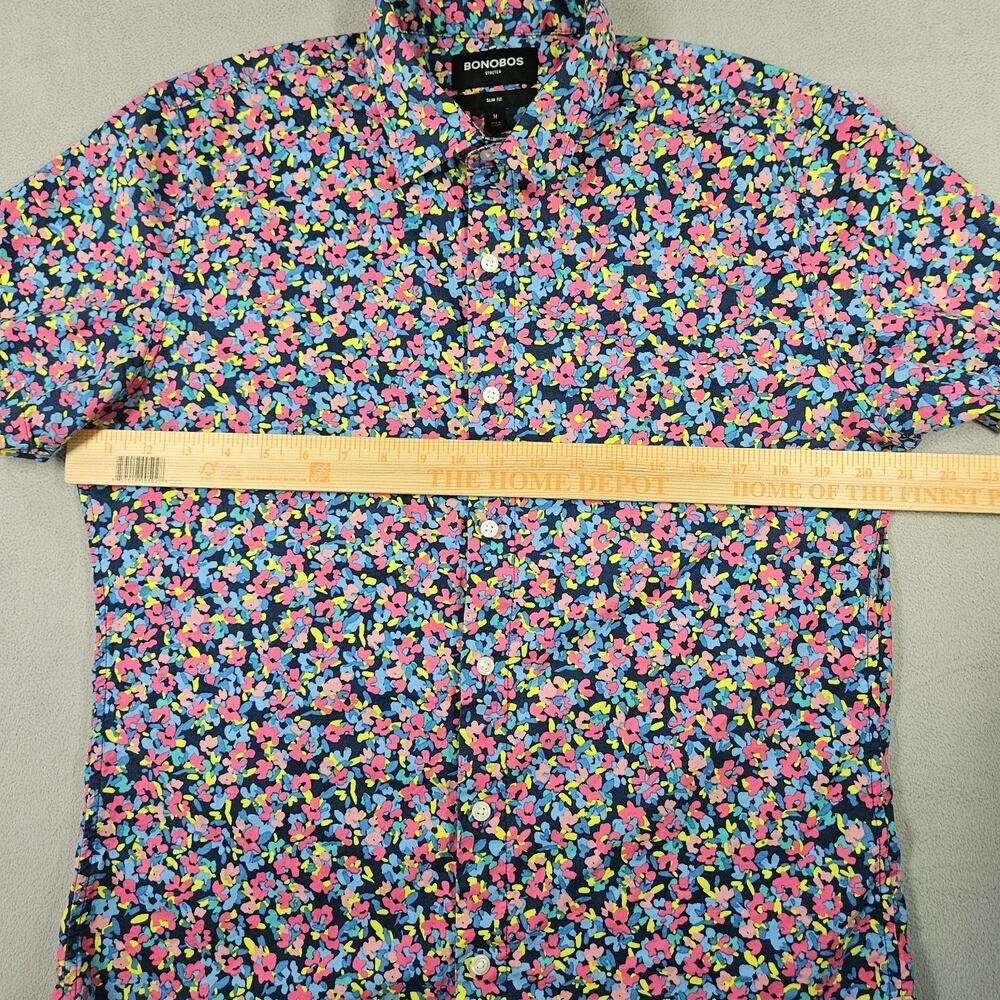 Bonobos Button Down Shirt Mens Medium Stretch Slim Fit Floral Short Sleeve Prep - Picture 9 of 12